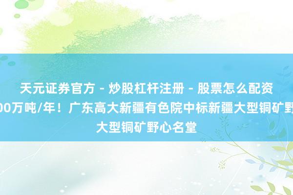 天元证券官方 - 炒股杠杆注册 - 股票怎么配资开户 600万吨/年！广东高大新疆有色院中标新疆大型铜矿野心名堂